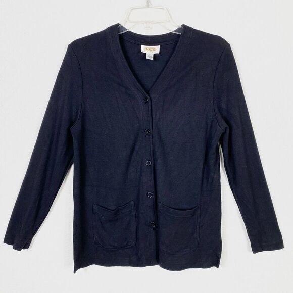 Talbots Petites Black Button Up Cardigan Sweater - Picture 1 of 4